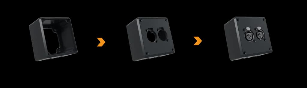 Three steps: select your mount, select your frontplates, select connectors