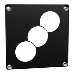 A frontplate machined with a custom arrangement of cut-outs